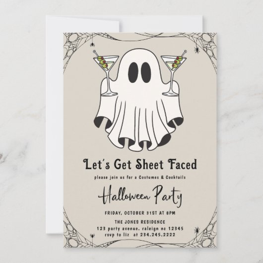 Lasst uns Blatt gegenüber Martini-Halloween-Party Einladung (Vorderseite)