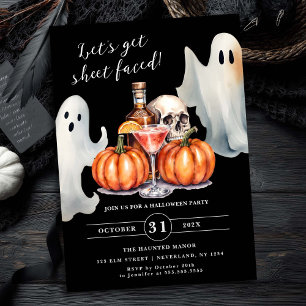 Lasst uns BlattFaced Ghost Pumpkin-Halloween-Party Einladung