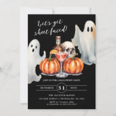 Lasst uns BlattFaced Ghost Pumpkin-Halloween-Party Einladung (Vorderseite)