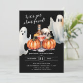 Lasst uns BlattFaced Ghost Pumpkin-Halloween-Party Einladung (Stehend Vorderseite)