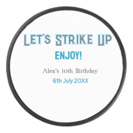 Lasst uns blau graue, glückliche 10-Geburtstagsbez Eishockey Puck