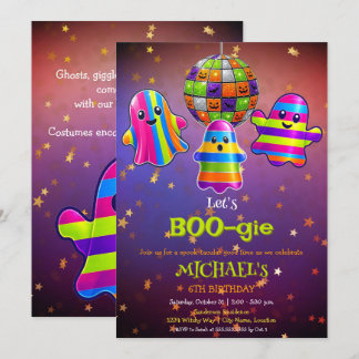 Lasst uns BOO-gie Kinder Halloween Geburtstagsfeie Einladung