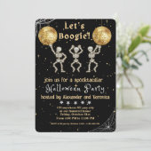 Lasst uns Boogie! Black and Gold Disco Halloween-P Einladung (Stehend Vorderseite)