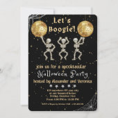 Lasst uns Boogie! Black and Gold Disco Halloween-P Einladung (Vorderseite)