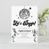 Lasst uns Boogie! Halloween-Party "Disco Ball Skel Einladung (Stehend Vorderseite)