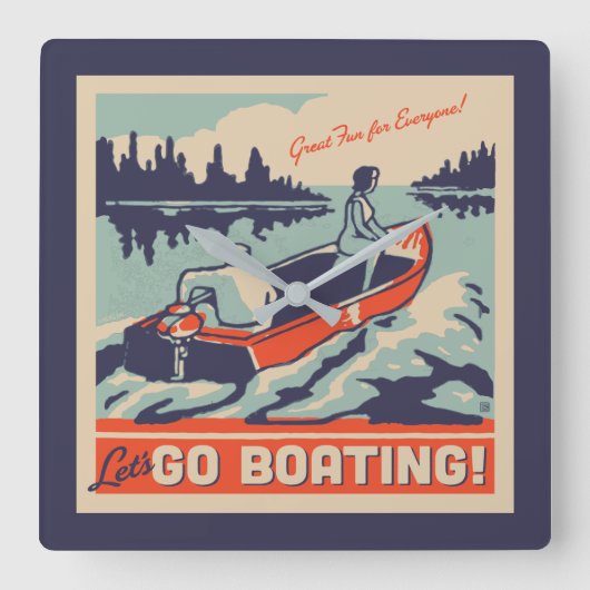 Lasst uns Boote fahren gehen Quadratische Wanduhr (Vorderseite)