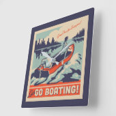 Lasst uns Boote fahren gehen Quadratische Wanduhr (Winkel)