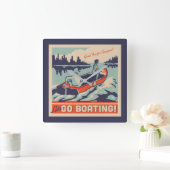 Lasst uns Boote fahren gehen Quadratische Wanduhr (Zuhause)