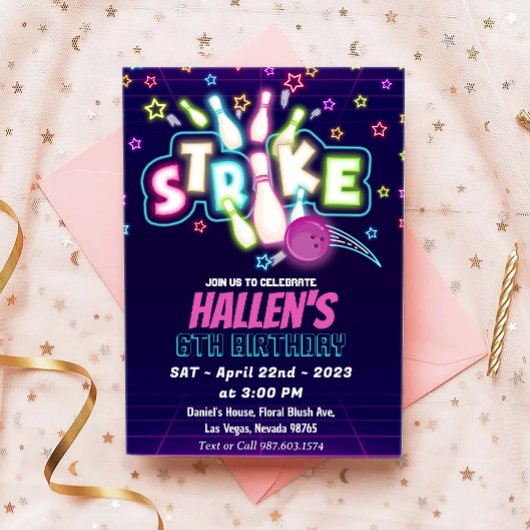 Lasst uns Bowling Geburtstagspartei treffen Einladung