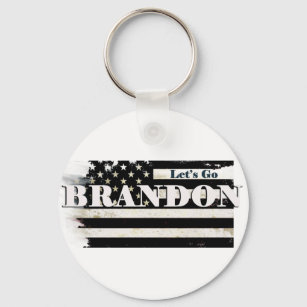 Lasst uns Brandon auf einer Schwarz-Weiß-Flagge ma Schlüsselanhänger