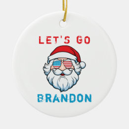 Lasst uns Brandon, die konservative US-Fahne Santa Keramik Ornament