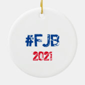 Lasst uns Brandon, die konservative US-Fahne Santa Keramik Ornament (Hinten)