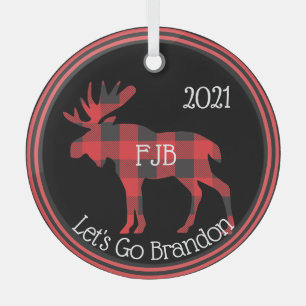 Lasst uns Brandon FJB Buffalo Kariert Elch 2021 ge Ornament Aus Glas