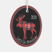 Lasst uns Brandon FJB Buffalo Kariert Elch gehen Ornament Aus Glas (Vorderseite Rechts)