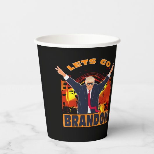 Lasst uns Brandon Funny Anti Biden Trump politisch Pappbecher (Rückseite)