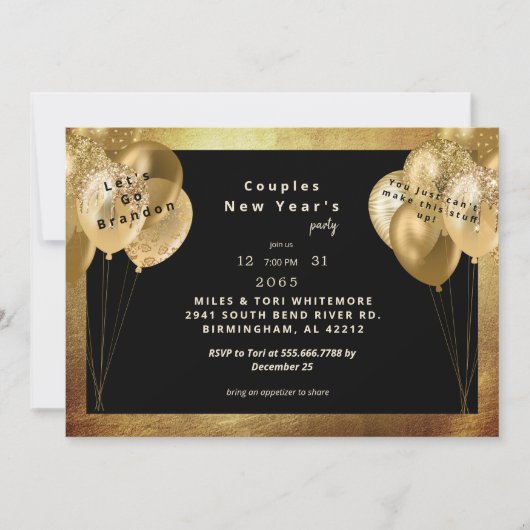 Lasst uns Brandon Funny Silvester Party Einladung  (Vorderseite)