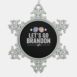 Lasst uns Brandon Patriotische Amerikanische Sonne Schneeflocken Zinn-Ornament