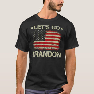Lasst uns Brandon Vintage amerikanische Flagge Pat T-Shirt