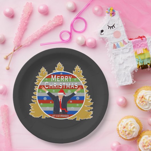 Lasst uns Brandon Weihnachten Trump Snowflake Holi Pappteller (Party)