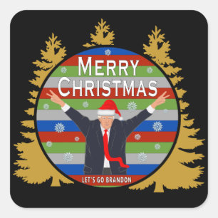 Lasst uns Brandon Weihnachten Trump Snowflake Holi Quadratischer Aufkleber
