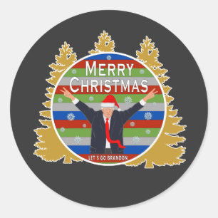 Lasst uns Brandon Weihnachten Trump Snowflake Holi Runder Aufkleber