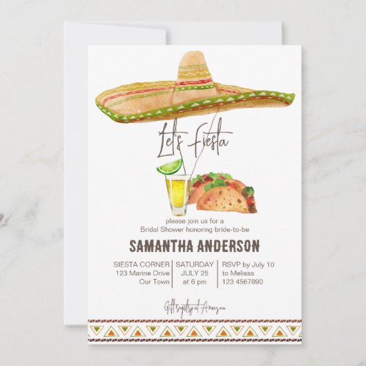 Lasst uns Brautparty-Tacos und Tequila feiern Einladung (Vorderseite)