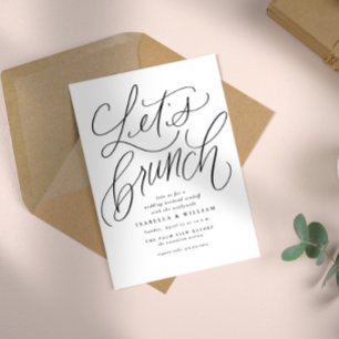 Lasst uns brunchen handgeschriebene schwarze und w einladung