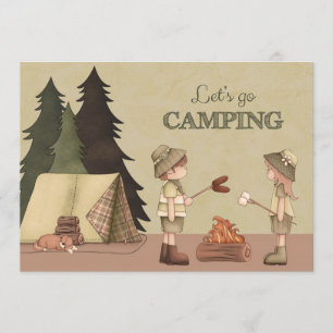 Lasst uns campen - Camper, Lagerfeuer, Zelt Einladung