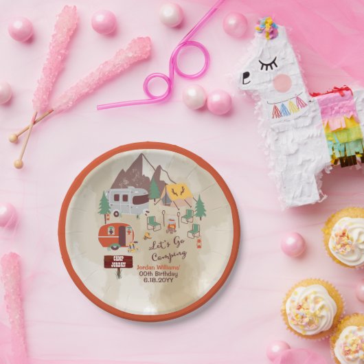 Lasst uns Camping Rustikale Woodsy Campingplatz Ge Pappteller (Party)