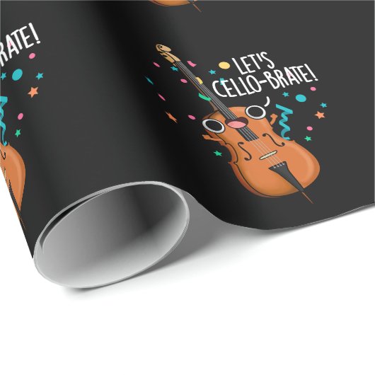 Lasst uns Cello-brate Funny Cello Pun Dark BG Geschenkpapier (Rolleneckpunkt)