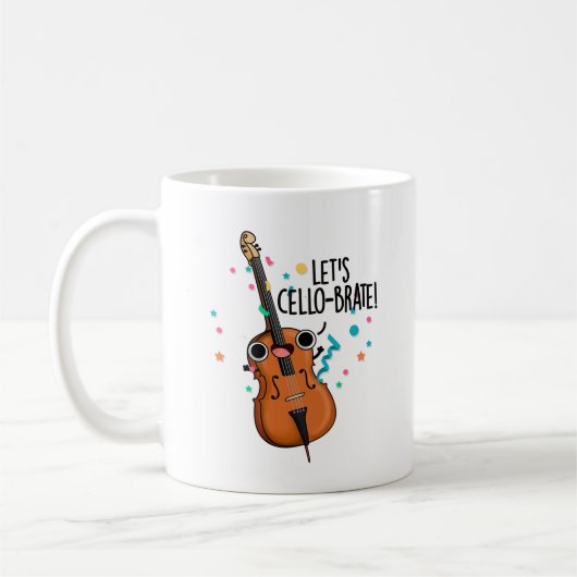 Lasst uns Cello-brate Funny feiern Cello Pun Kaffeetasse (Links)