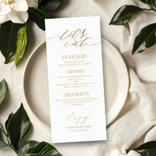 Lasst uns Chic-Script-Hochzeitsmenükarte für Telle Menükarte