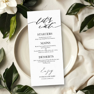 Lasst uns Chic-Script-Hochzeitsmenükarte für Telle Menükarte