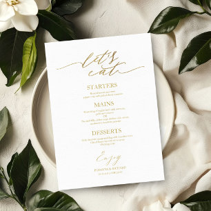 Lasst uns Chic-Skript-Hochzeitsmenükarte für Telle Menükarte