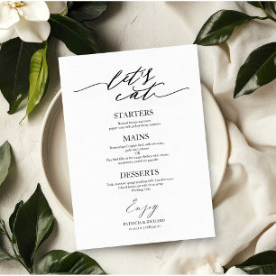 Lasst uns Chic-Skript-Hochzeitsmenükarte für Telle Menükarte