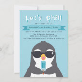 Lasst uns Chill Niedlich Pinguin Kindergeburtstag Einladung (Vorderseite)