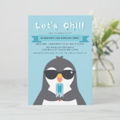 Lasst uns Chill Niedlich Pinguin Kindergeburtstag  Einladung (Stehend Vorderseite)