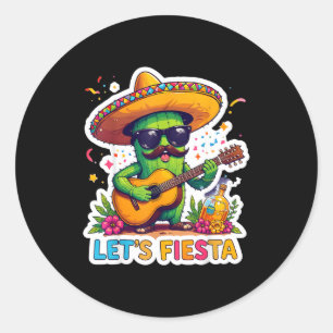 Lasst uns cinco de mayo feiern lustiger mexikanisc runder aufkleber