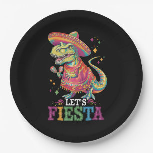 Lasst uns Cinco De Mayo T-Rex-Dinosaurier-Fest fei Pappteller