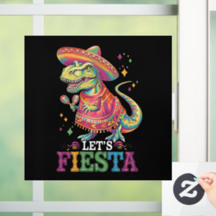 Lasst uns Cinco De Mayo T Rex Dinosaurier Fiesta f Fensteraufkleber