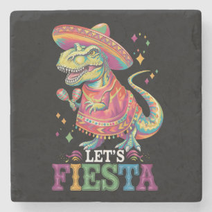 Lasst uns Cinco De Mayo T Rex Dinosaurier Fiesta f Steinuntersetzer