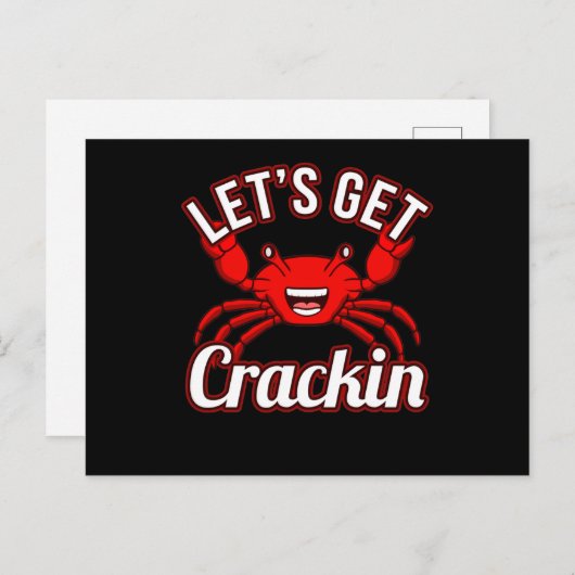 Lasst uns Crackin Seafood Crabbing KrabbenHummer h Ankündigungspostkarte (Vorne/Hinten)