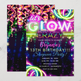 Lasst uns Crazy Neon farbenfrohe Geburtstagsparty  Einladung