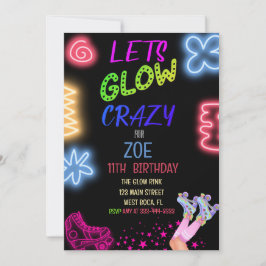 Lasst uns Crazy Neon Skaten zum Geburtstag einlade Einladung