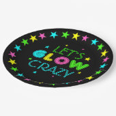 Lasst uns Crazy Party glühen Pappteller (Schrägansicht)