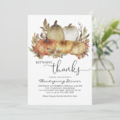 Lasst uns Danke an Orange Pumpkin Erntedank geben Einladung (Stehend Vorderseite)