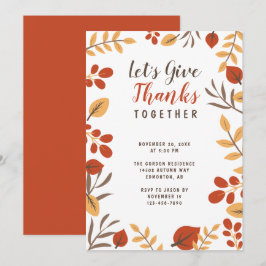 Lasst uns Danke Erntedank Dinner Fall Foliage gebe Einladung
