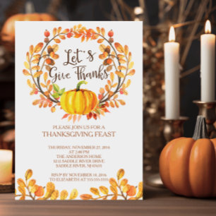 Lasst uns Danke PumpkinThanksgiving-Dinner geben Einladung