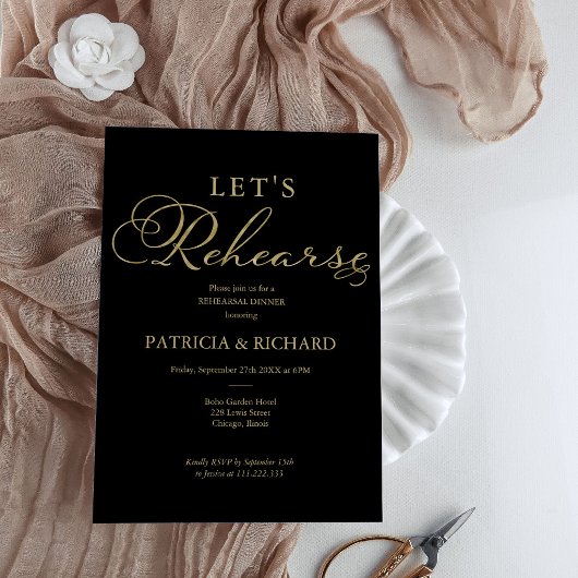 Lasst uns das Abendessen mit Gold Foil Script-Prob Einladung