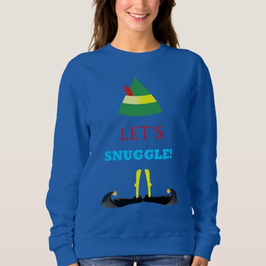 Lasst uns das blaue Sweatshirt der Frauen mit Elf (Vorderseite)